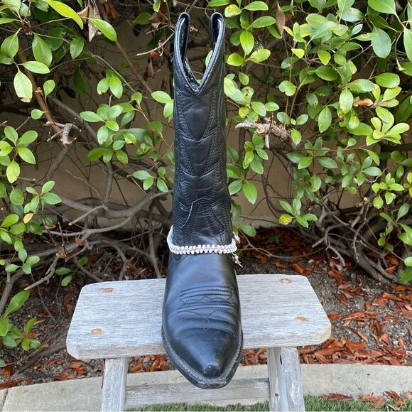 New Hand Made Western Brown & Pearlized Circle Boot Charm/Double Wrap Bracelet - Picture 6 of 10